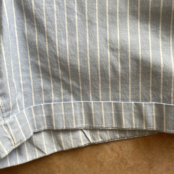 H&M LOGG Blue and White Pinstripe Shorts Cuffed Leg Cotton Size 8 - Picture 6 of 12
